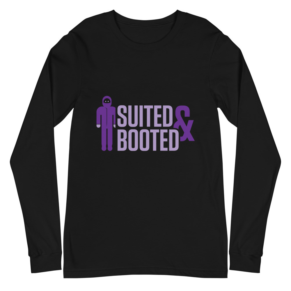 Suited and Booted Purple Print Unisex Long Sleeve Tee