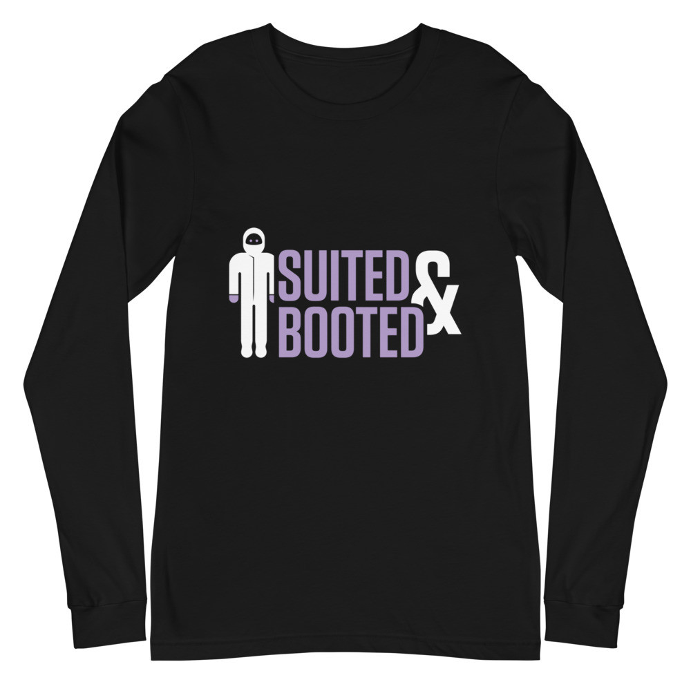 Suited and Booted Purple and White Print Unisex Long Sleeve Tee