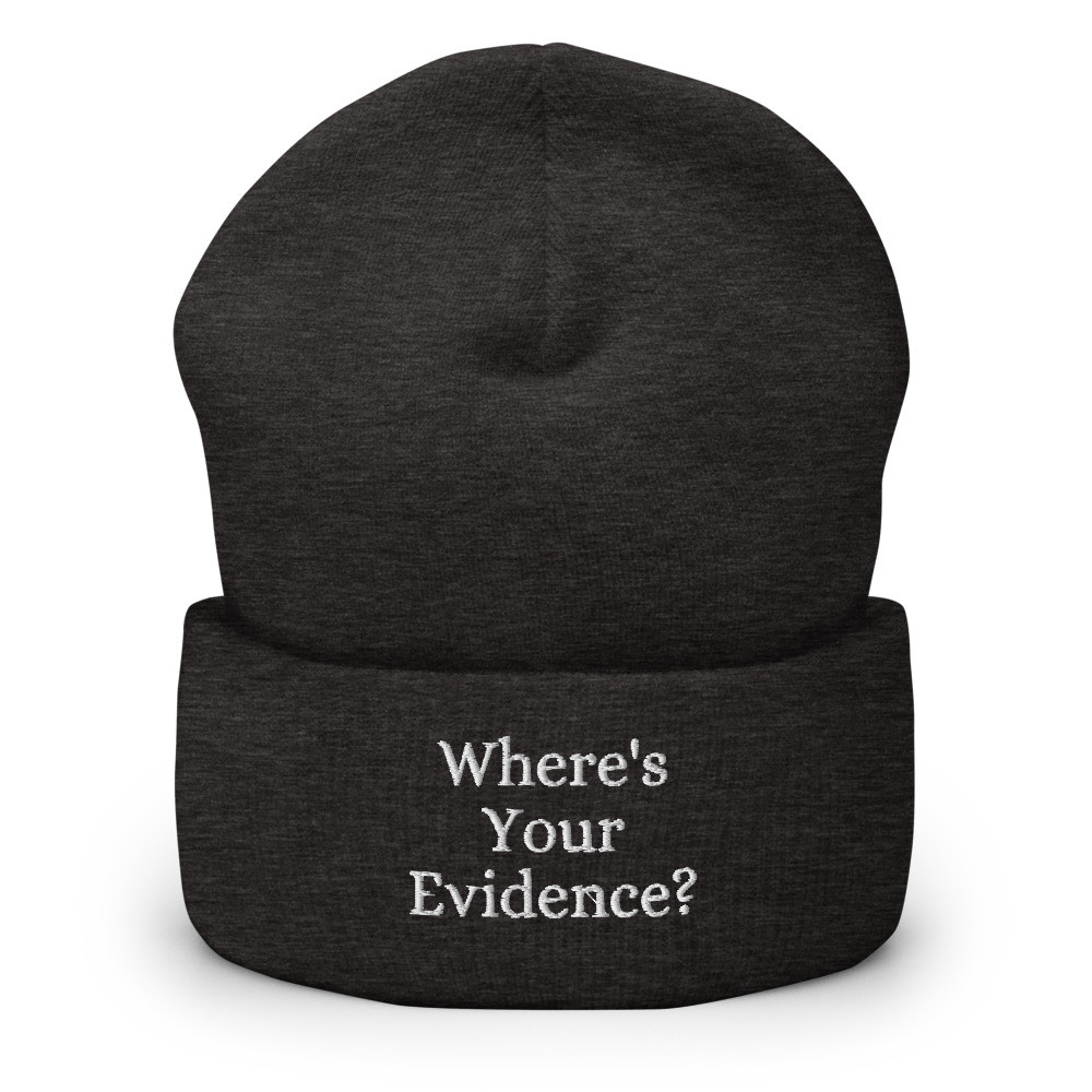 Where's Your Evidence? Embroidered Cuffed Beanie