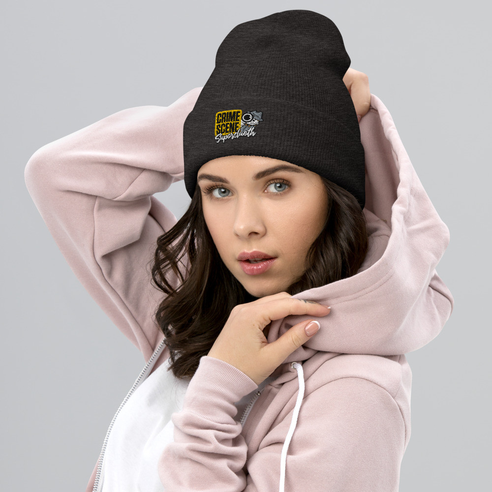 CSI Super Sleuth White (Female) Embroidered Cuffed Beanie