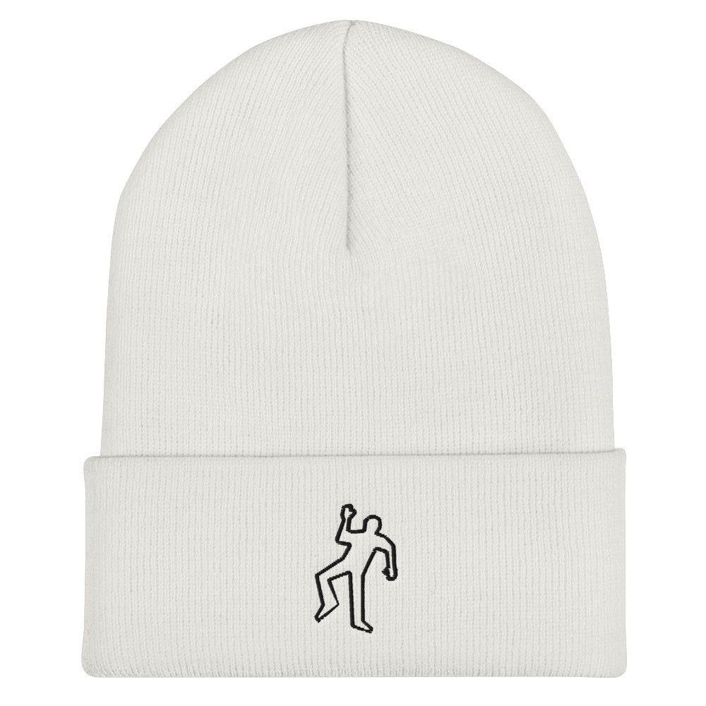 Dead Fred White Embroidered Cuffed Beanie