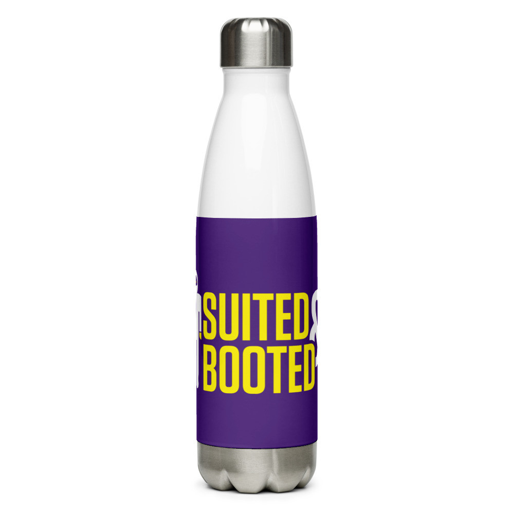 Suited and Booted Yellow and White Stainless Steel Water Bottle