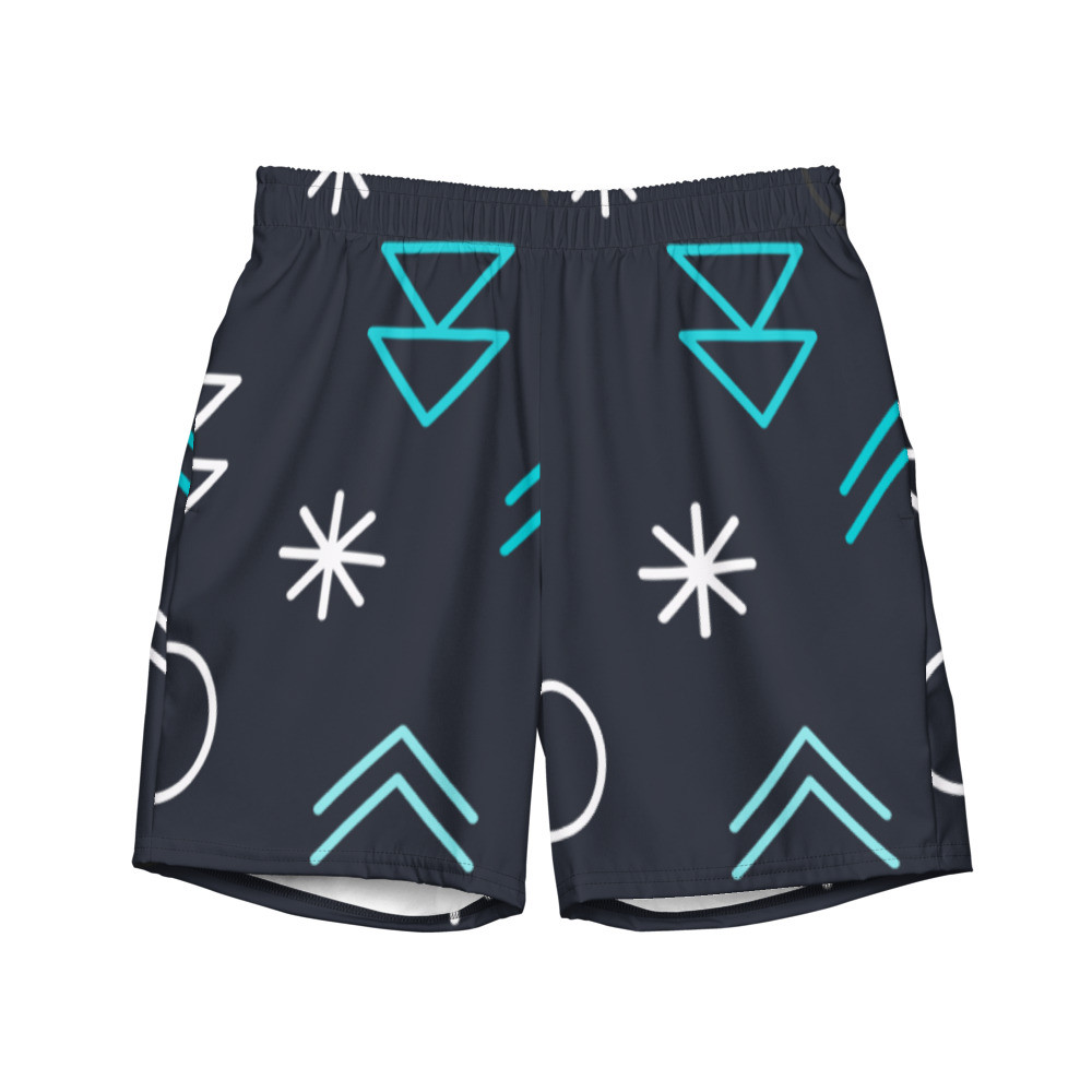Abstract Blue & White Streetwear Men's Swim Trunks