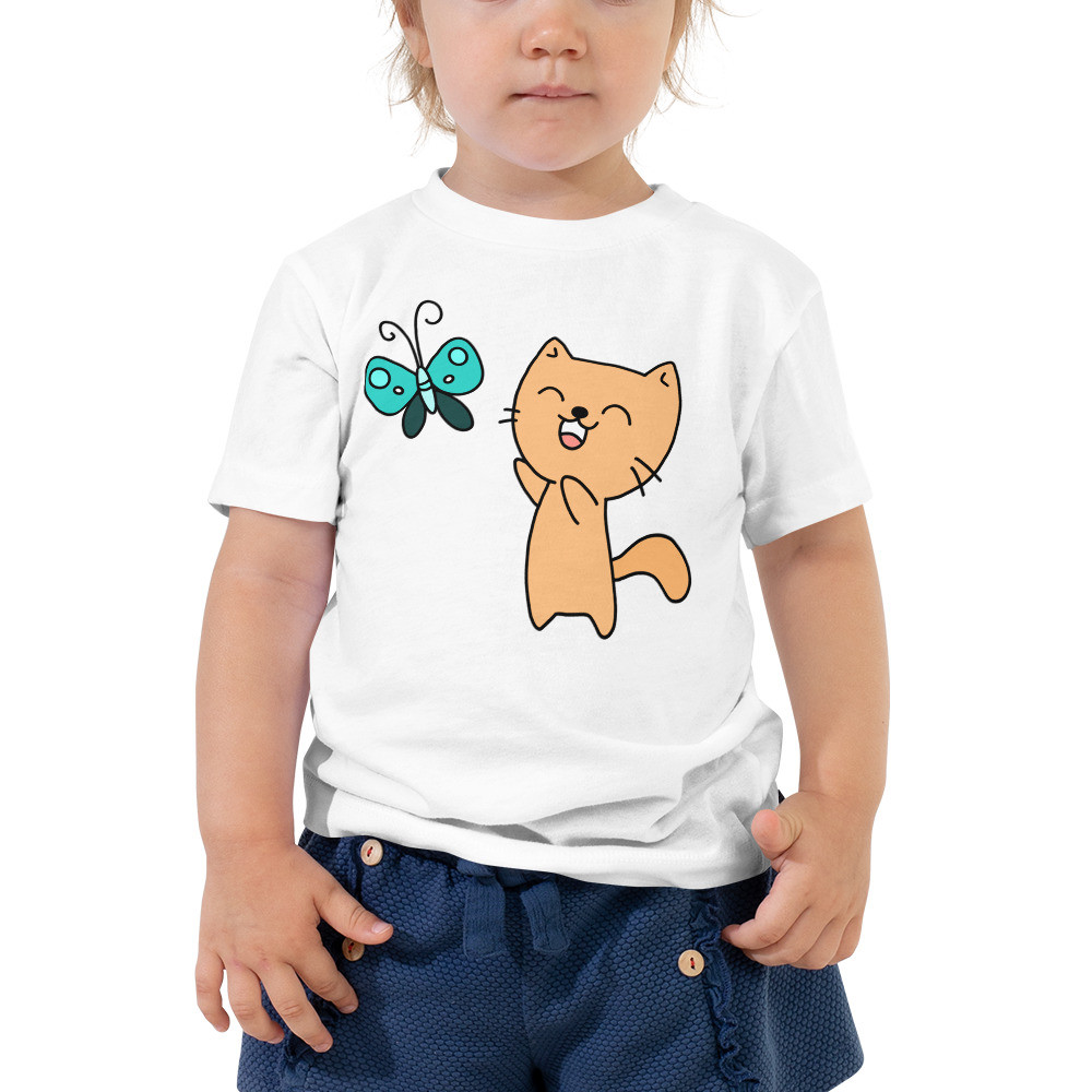 Kitty Chases Butterfly Toddler Short Sleeve Tee
