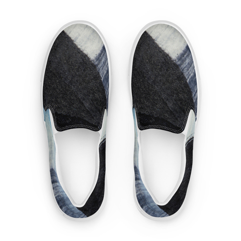 Abstract Black & Blue Grunge Women’s Slip-on Canvas Shoes