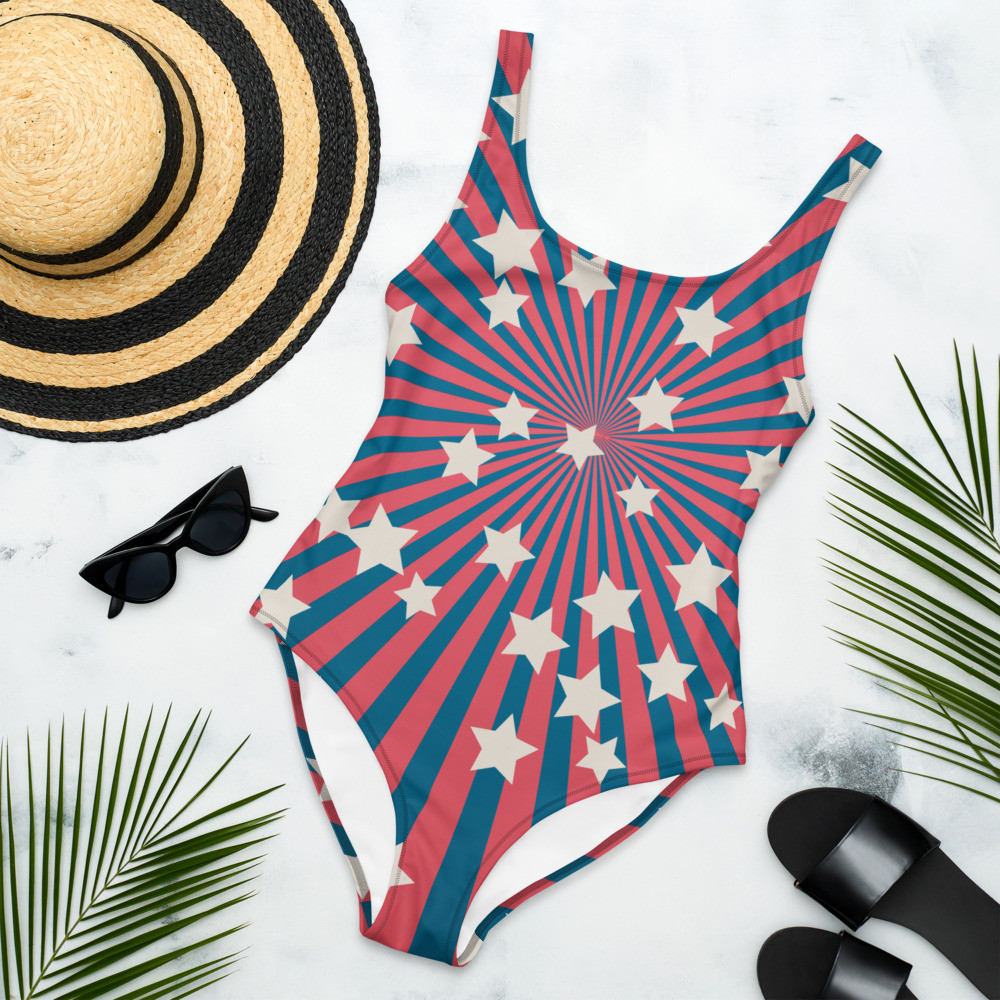 Red & Blue Patriotic One-Piece Swimsuit