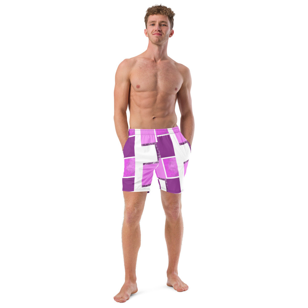 Abstract Purple & White Men's swim trunks