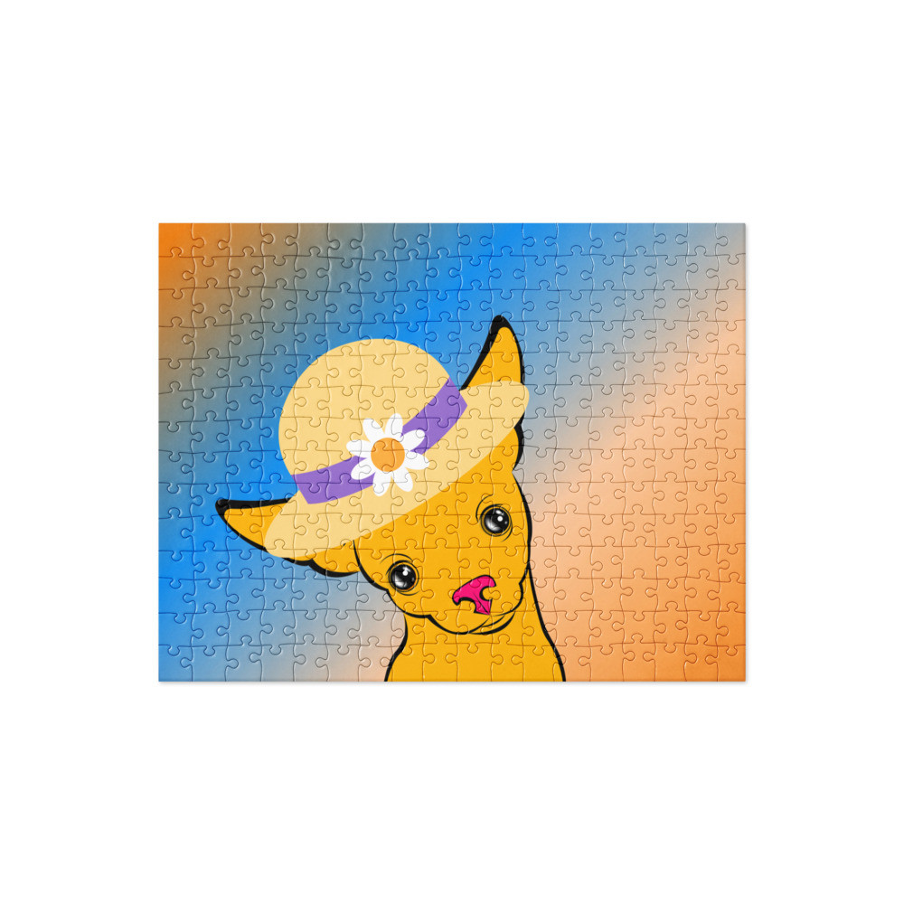 Chihuahua Wearing Daisy Hat Jigsaw Puzzle