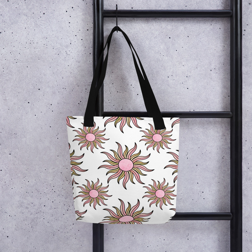 Pink & Gold Sun Pattern Tote bag