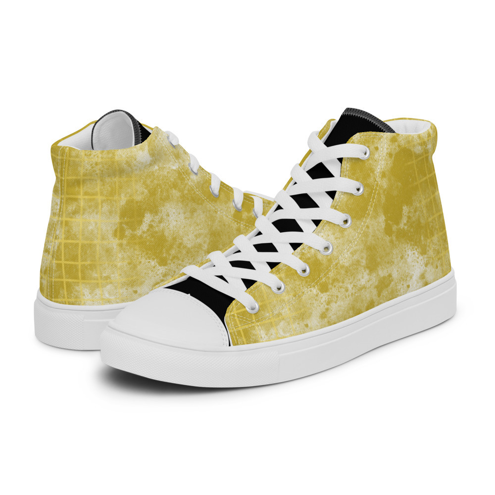 Mustard Abstract Pattern Women’s High Top Canvas Shoes
