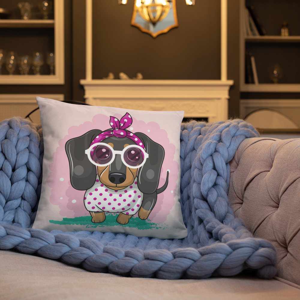 Cool Girl Dachsie Throw Pillow