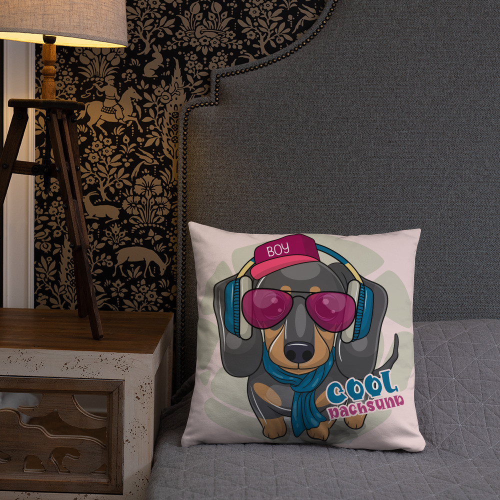 Cool Boy Dachsie Throw Pillow