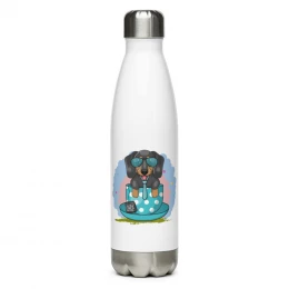 Cute Dachsie with Chart Stainless Steel Water Bottle