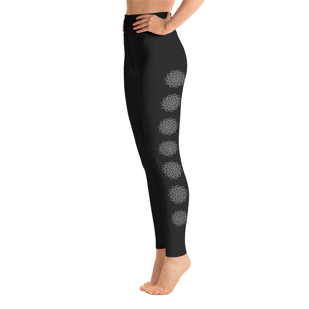 Yoga Leggings for Women, High Waisted Yoga Leggings -  BLACK MANDALA LEGGINGS
