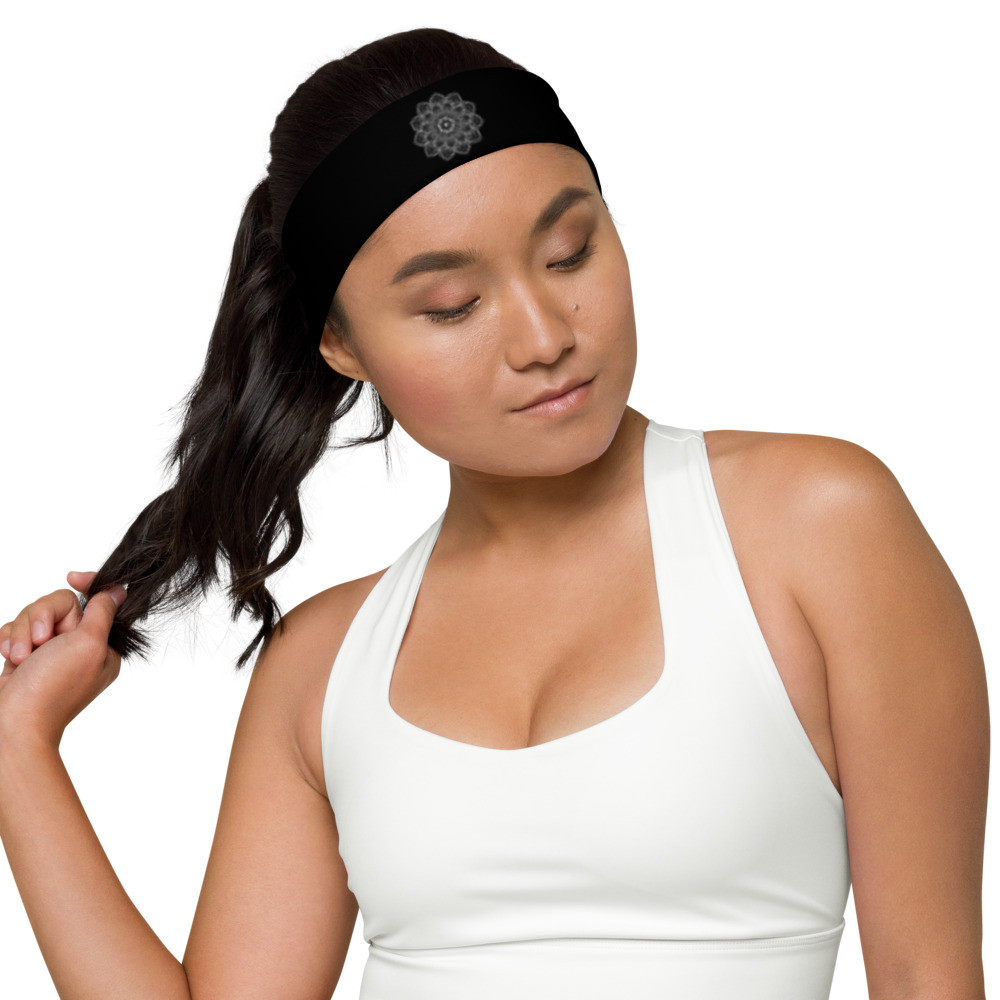 Yoga Running Headbands, Yoga Hairband, Sports Hair Band, Sport Headband - BLACK MANDALA HEADBAND