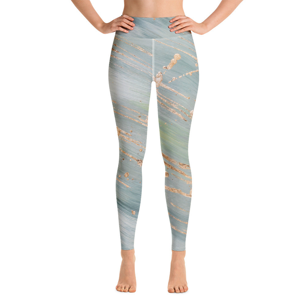 Yoga Leggings for Women, High Waisted Yoga Leggings - GOLD SPLATTER LEGGINGS