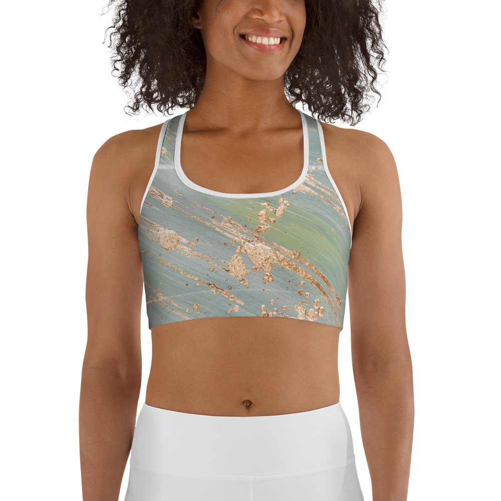 Sports Bras for Yoga, Yoga Sports Bra, Sports Bra Active Wear, Yoga Bra - GOLD SPLATTER SPORTS BRA