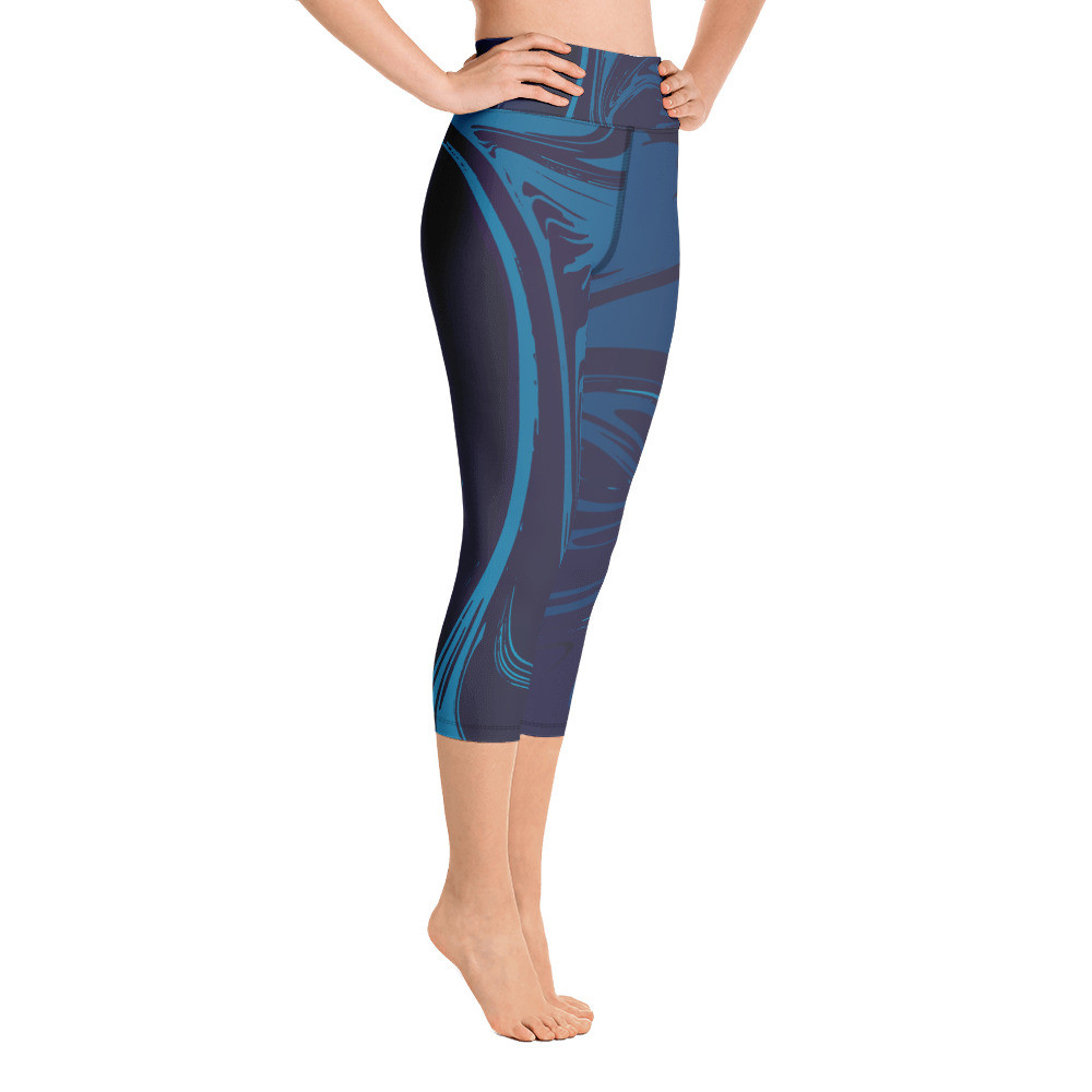 Yoga Capri Leggings for Women, High Waist Yoga Capri - BLUE MIDNIGHT CAPRI