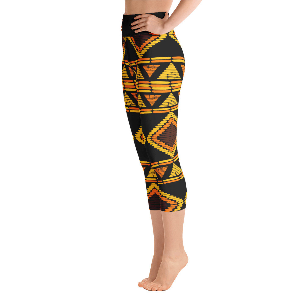 African Pants, African Print Pants, African Capri, High Waist Yoga Capri - TRIBE CAPRI