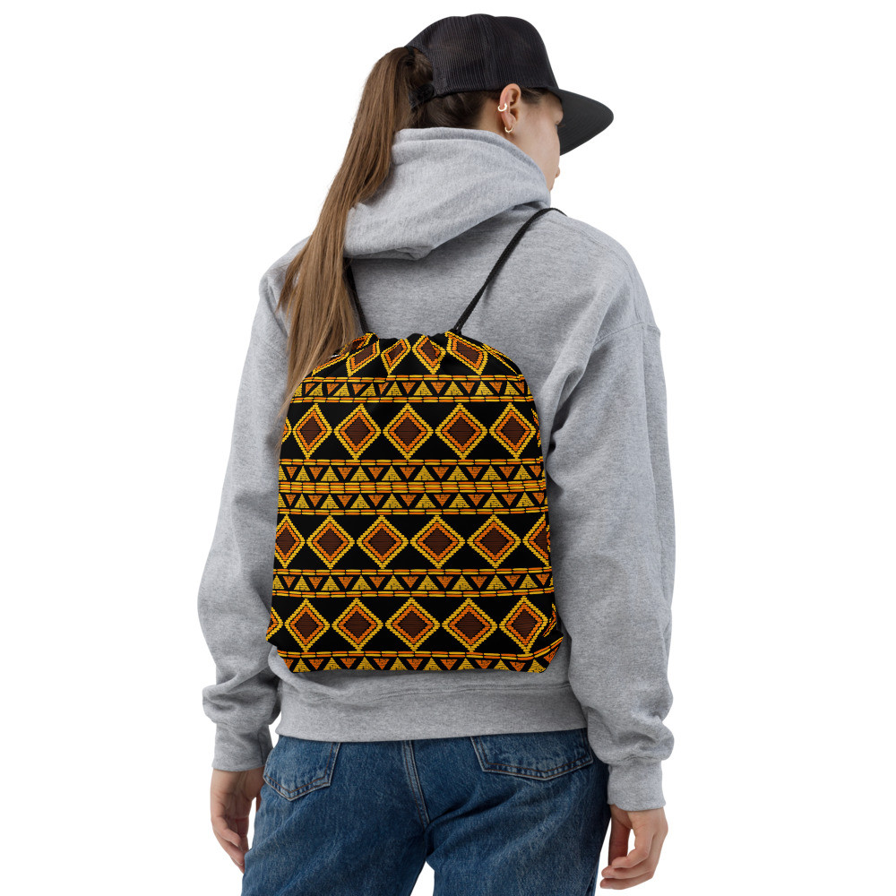 African Print Bag, African Backpack, Drawstring Pack, Drawstring Yoga Bag - TRIBE SAC