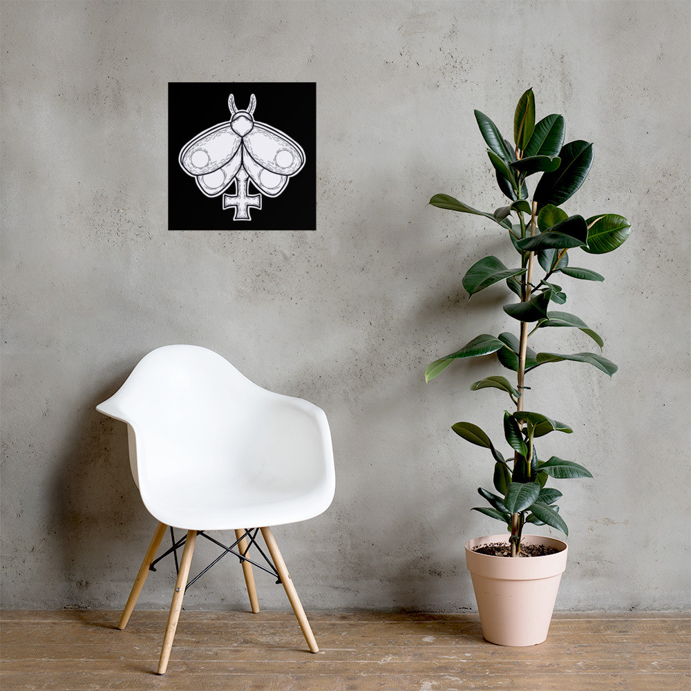 Flame Cross Moth B/W Poster