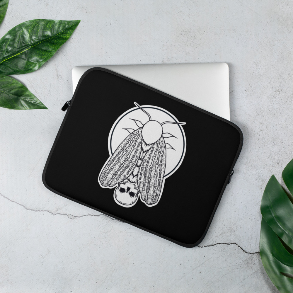 Skull Moth B/W Laptop Sleeve