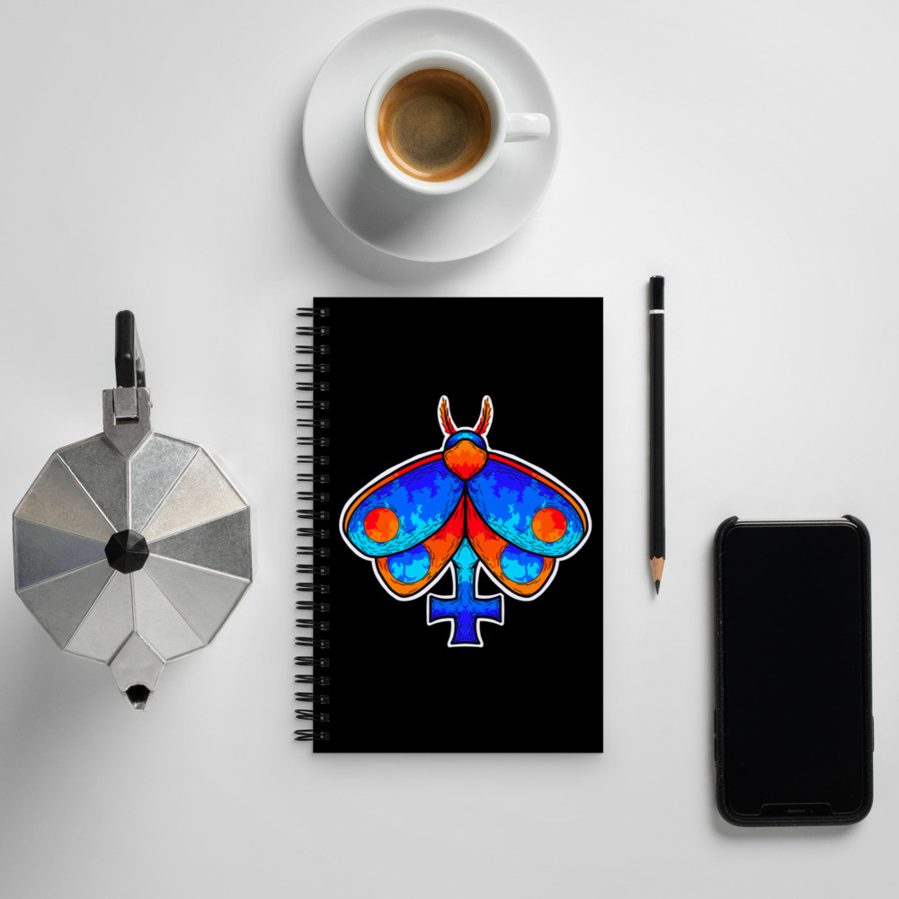 Flame Cross Moth Spiral notebook