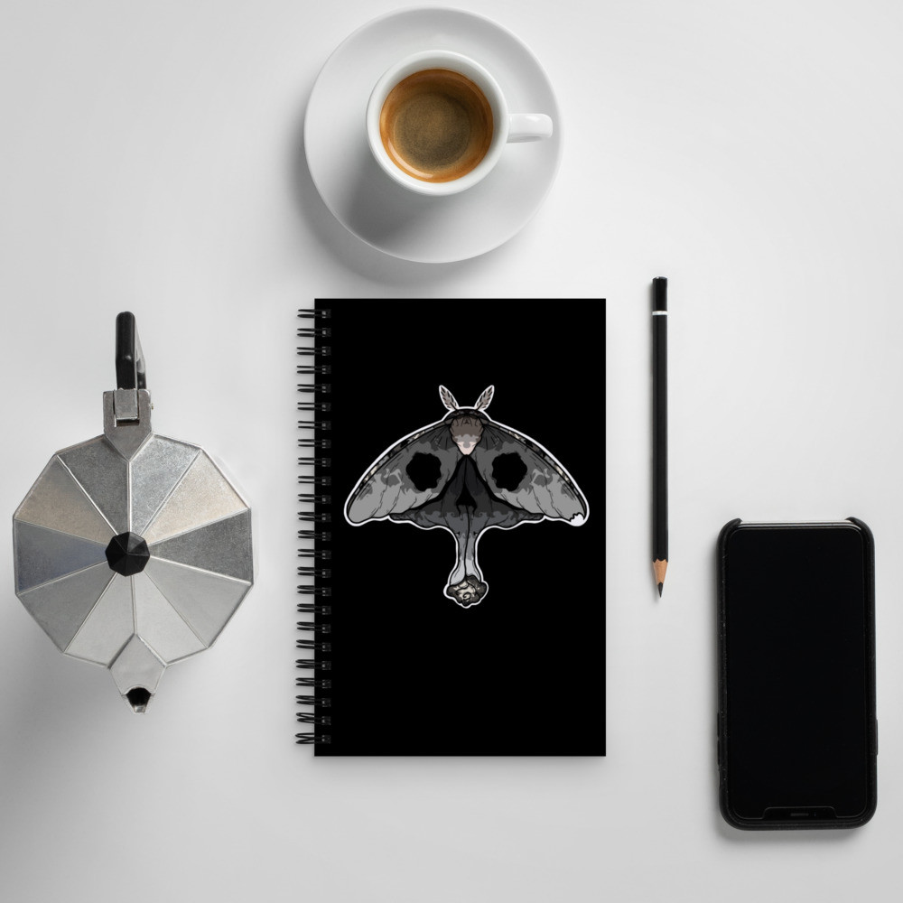 Skull Rose Moth Spiral notebook