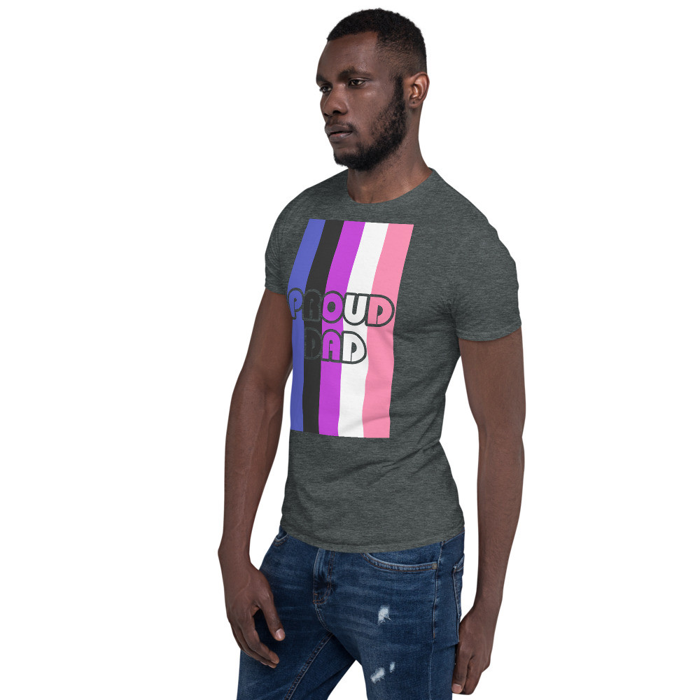 Proud Dad T-Shirt With Gender Fluid Flag