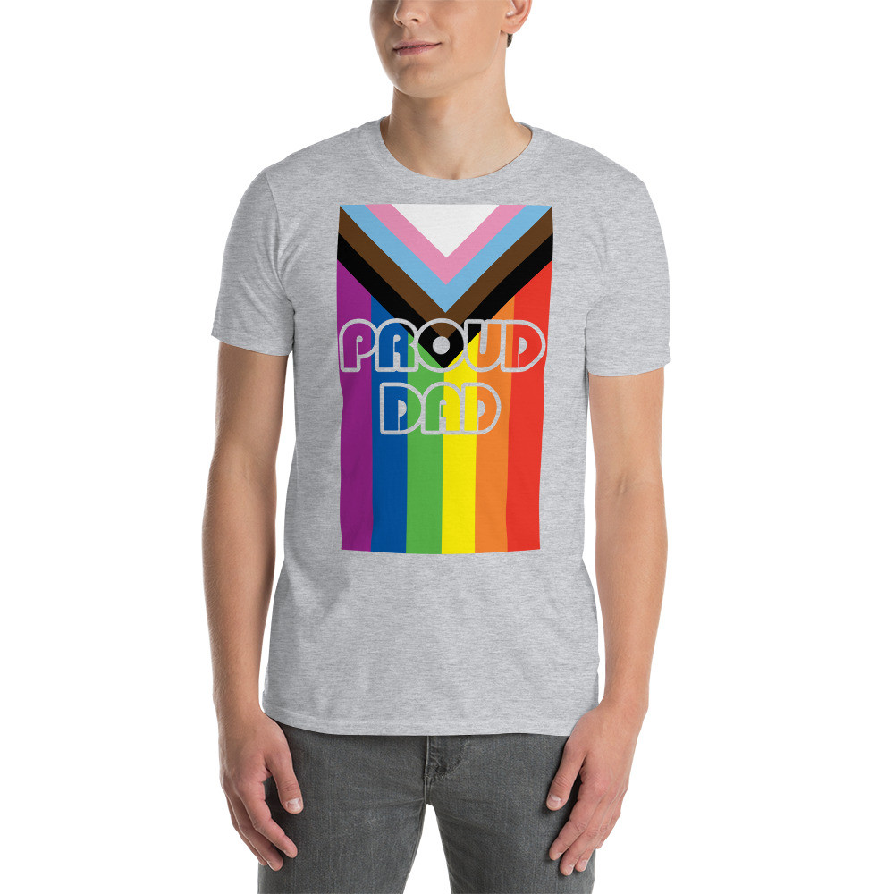 Proud Dad T-Shirt With Pride Progress Flag