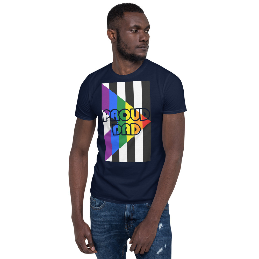 Proud Dad T-Shirt With Straight Ally Flag