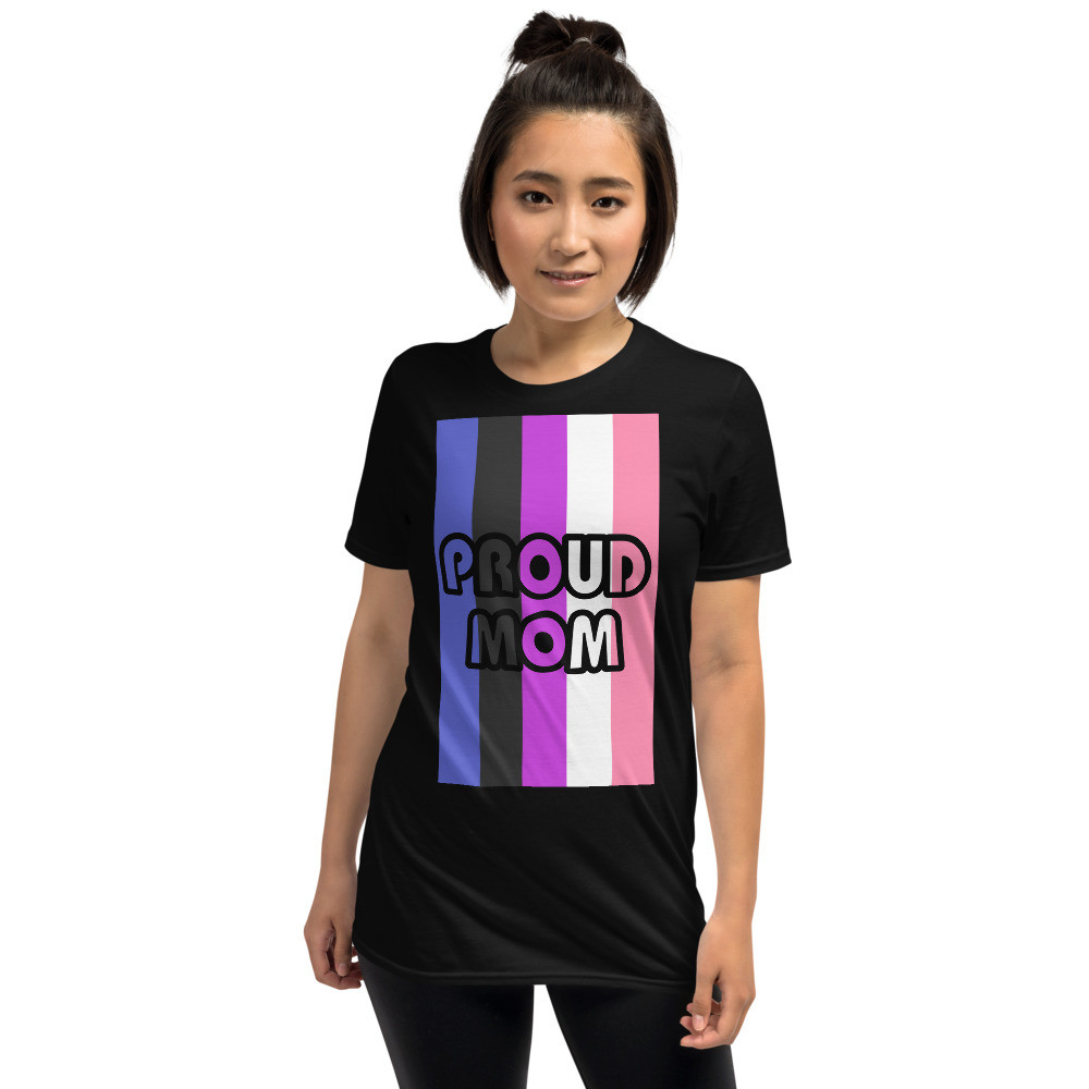 Proud Mom T-Shirt With Gender Fluid Flag