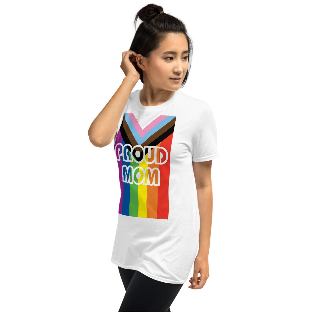 Proud Mom T-Shirt With Pride Progress Flag