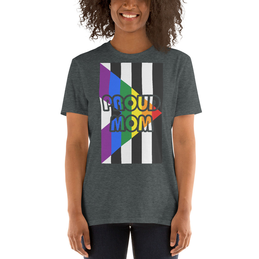 Proud Mom T-Shirt With Straight Ally Flag