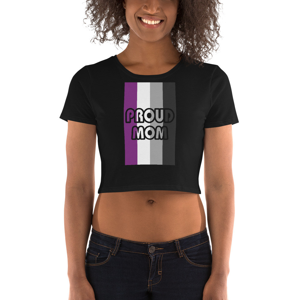 Proud Mom Crop Tee with Asexual Flag