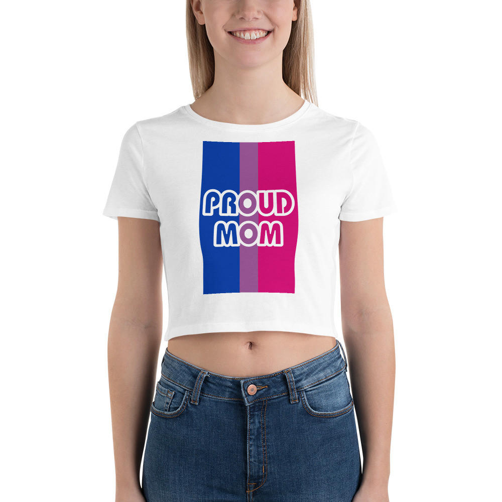 Proud Mom Crop Tee with Bisexual Flag
