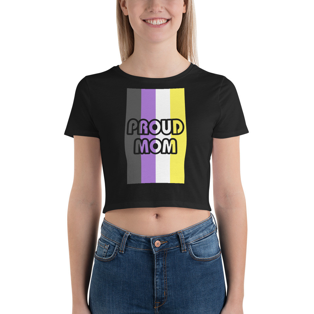 Proud Mom Crop Tee with Non-Binary Flag