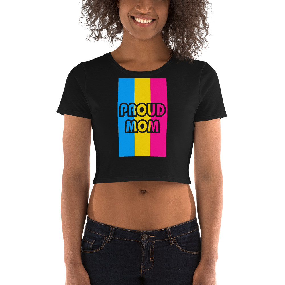 Proud Mom Crop Tee with Pansexual Flag
