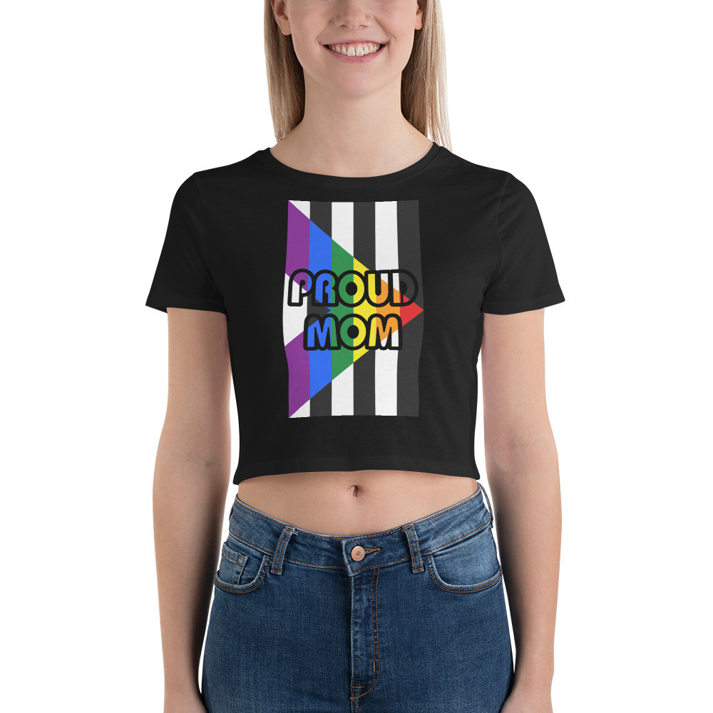 Proud Mom Crop Tee with Straight Ally Flag