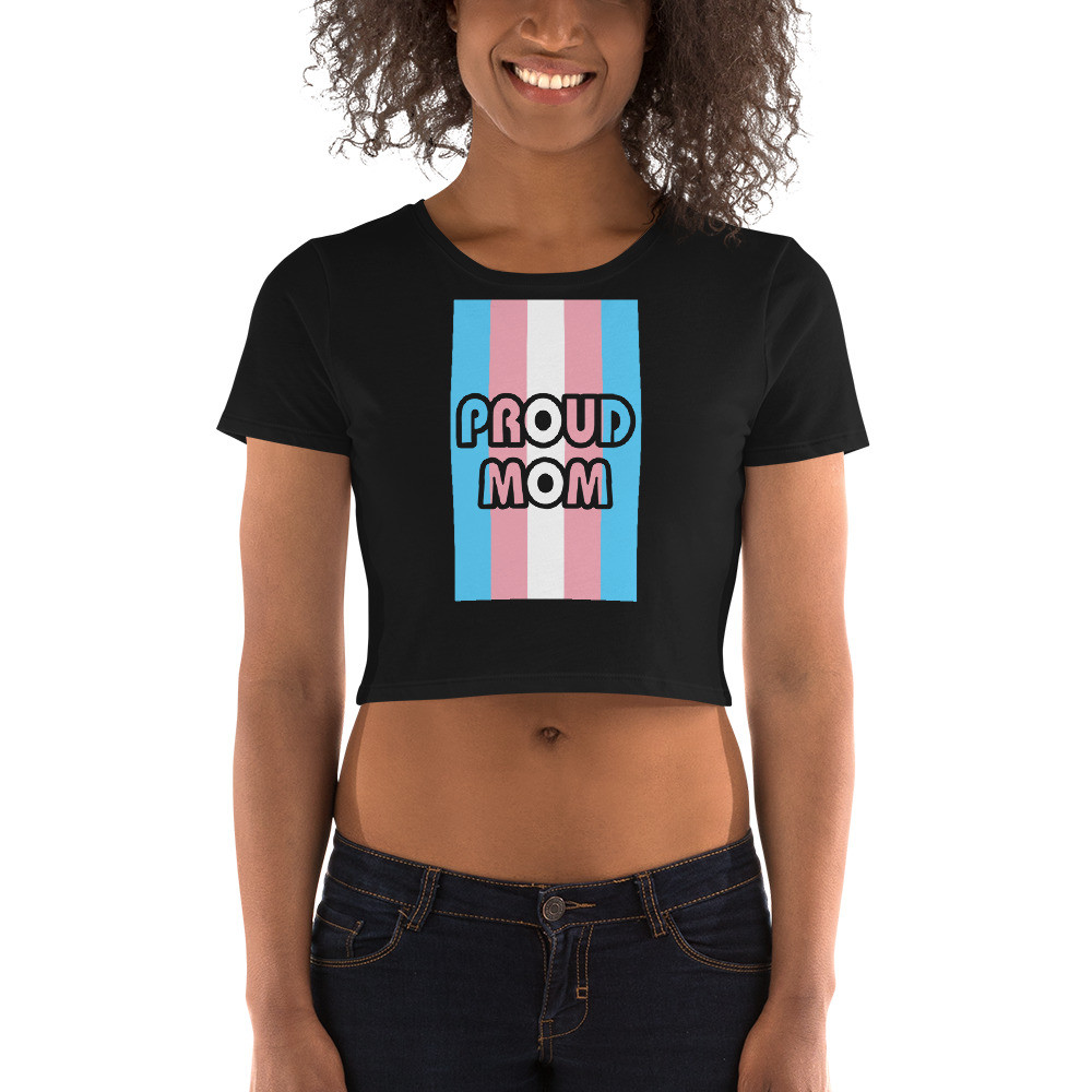 Proud Mom Crop Tee with Transgender Flag