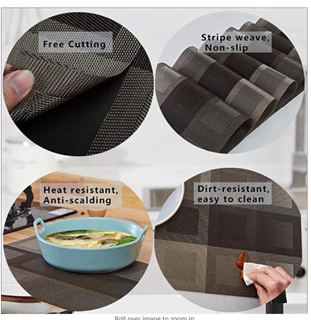 Placemats Set of 6 Woven Vinyl 