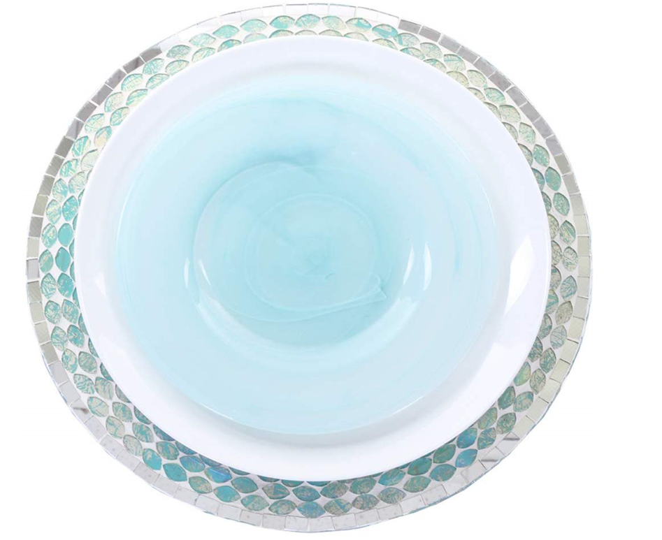 Ocean Mosaic Tiles Art Glass Charger Plates, Blue, Set of 4