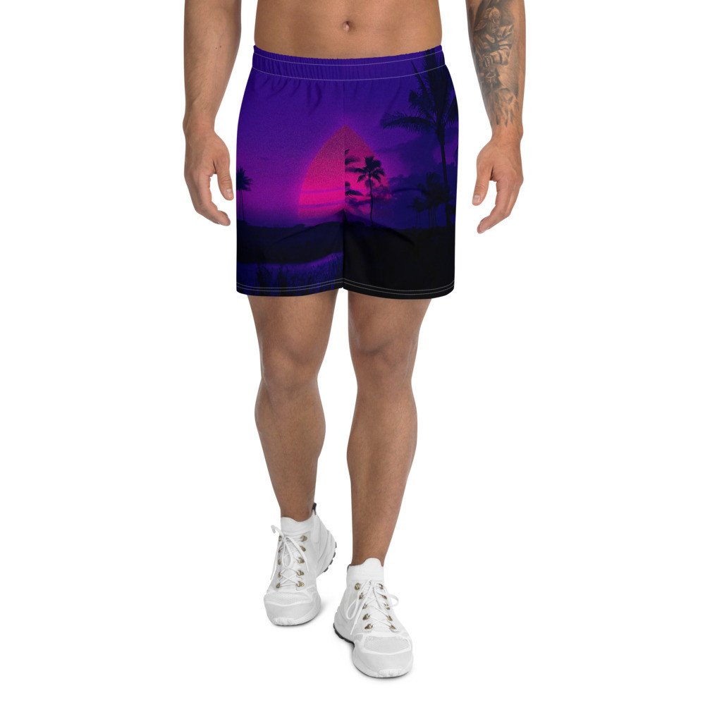 Purple Beach - Men's Athletic Long Shorts