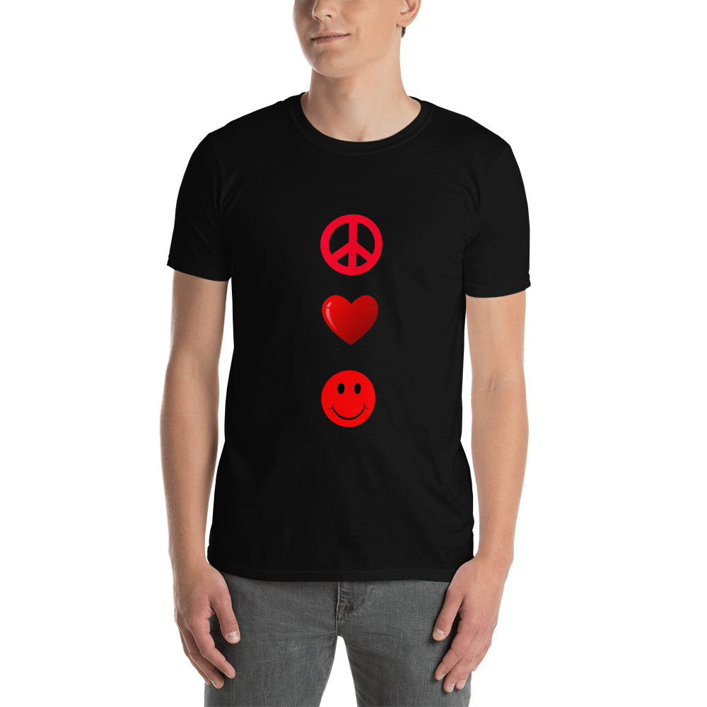 Peace, Love  Happy - Short-Sleeve Unisex T-Shirt