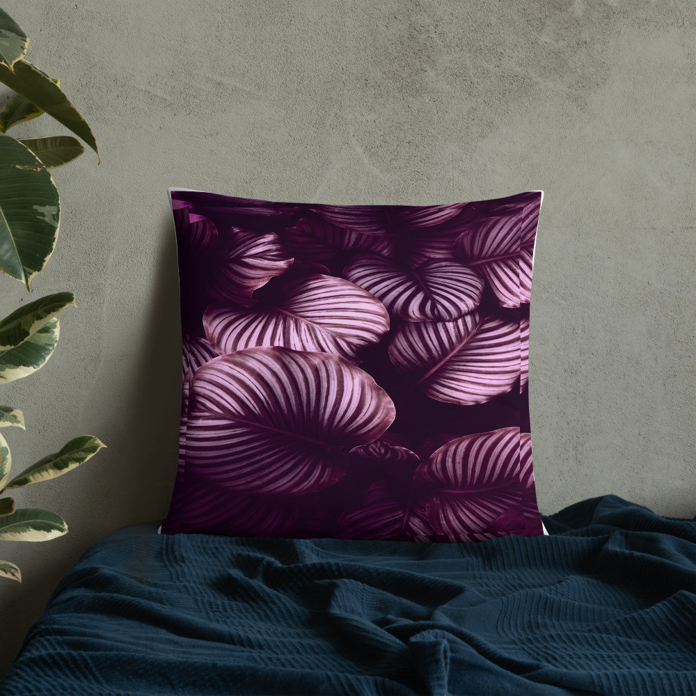 Maroon Leaves - Basic Pillow