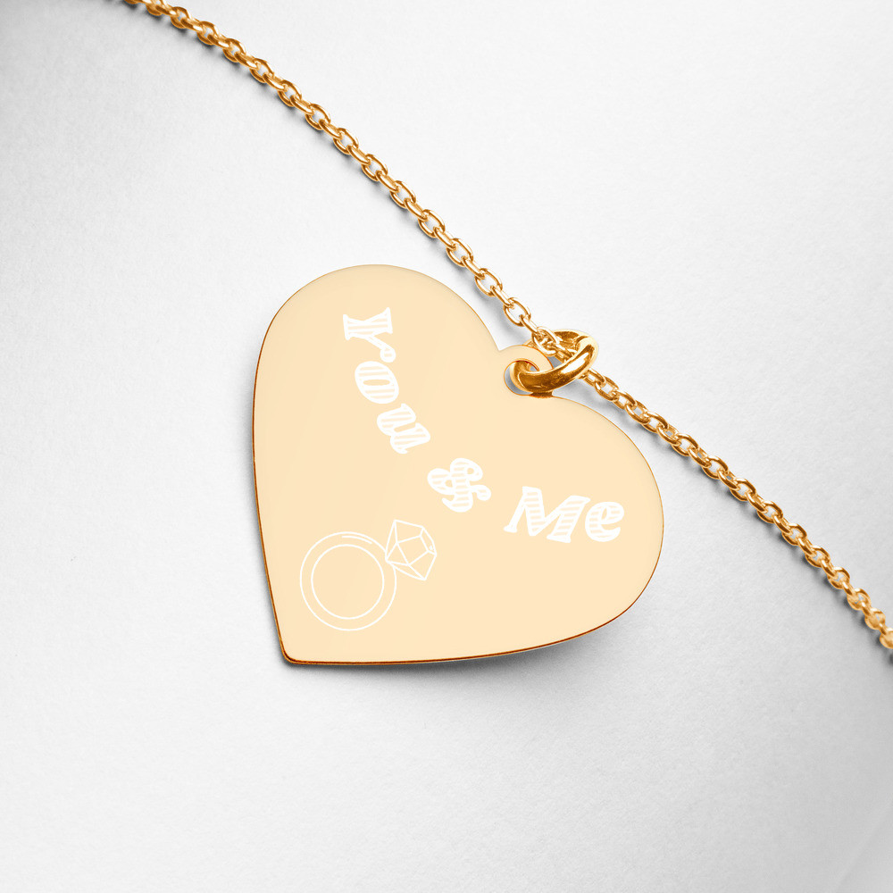 You & Me - Engraved Silver Heart Necklace