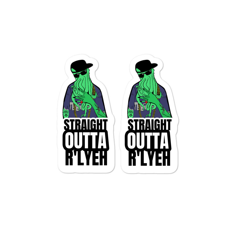STRAIGHT OUTTA R'LYEH Gangstathulhu Bubble-free stickers (2x)