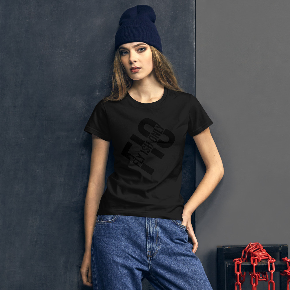 Women's short sleeve angled logo tee