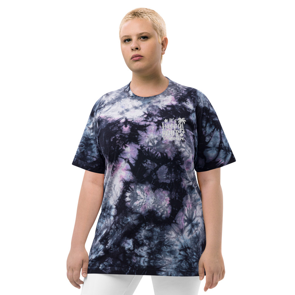 It's Happy Hour Somewhere - Oversized Tie-Dye T-shirt